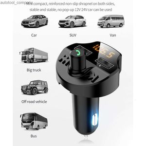 New T66 Car Bluetooth Kit 5.0 FM Transmitter Wireless Handsfree Audio Receiver Auto MP3 Player 2.1A Dual USB Fast Charger Accessories