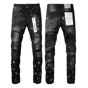 Purple Mens Jean Högkvalitativ unik designstil med hål Fit Bikers denim Jeans för män S Mans Black Slim Fit Pants