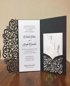 2018 Affordable Wedding Invites Laser Cut Pocket Wedding Invitation Suites Anpassningsbara inbjudningar med kuvert Tom Inner Custom P5085802