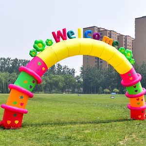 6x4m 19.7x13.2ft Nave libera Attività all'aperto Cancello d'ingresso per feste Arco di benvenuto gonfiabile 5x3m con luce a led