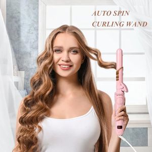 1 -calowe obracające się zwijanie żelaza LCD Ceramiczna lufa Automatyczne loki włosy 25 mm Rolki Curls Wand Fala Stylowe urządzenia 240117