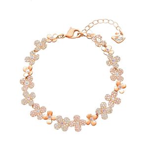 Bracciale Swarovski Designer Luxury Fashion Donna Bracciale di qualità originale Pink Diamond Rose Moda giapponese e coreana Versatile regalo di festa perfetto per ragazze