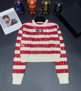 New High Quality Designer Fashion Crew Neck Knitted Sweater M Letter Casual Women Clothes Spring Autumn Colorblock Sleeve Stripes On Body S M L High Quality