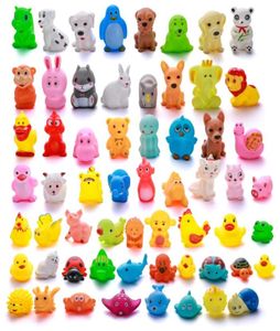 Hela gummi flytande leksaker tecknad djur baby bad leksaker vatten roligt leksak badkar flottör pressa med ljud7228286