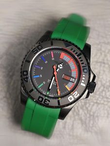 Armbandsur Seikomod Mekanisk klocka Anpassa färg Dial Green Hand 44mm Unidirectional Ceramic Bezel Dive Watches for Men