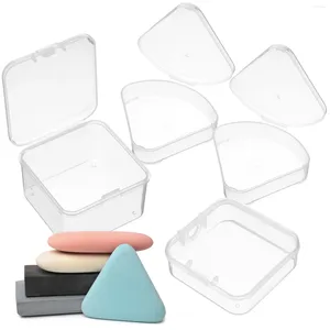 Förvaringslådor 4 st små svamphållare Vanity Makeup Cases Plastic Puff Travel