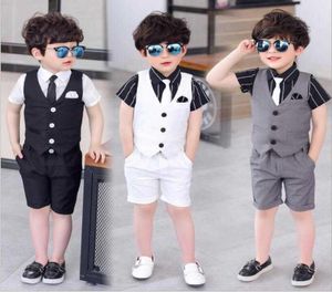 Sommer Junge Hochzeit Anzüge Weste Shorts Kleid Kinder Schule Sets Formale Party Kinder Kostüme Junges Baby Gentleman Urlaub Kleidung X03863793