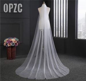 Bridal Veils Fashion 1 Layer Tull Simple Beautiful 300cm Long Wedding Veil Blusher Voile Mariage Cut Edge Muslin With Comb2839762