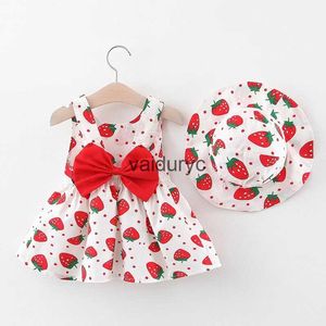 Abiti per ragazze 6m-24m Summer Baby Abito abiti da abbigliamento da stampare per fragole per bambini abiti principessa per ragazze e abbigliamento da spiaggia per ragazze Nuovo H240508