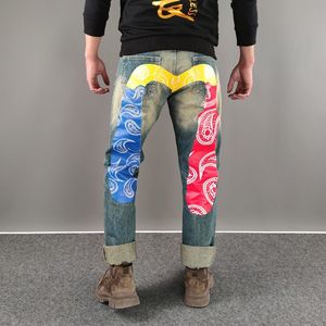 Męskie dżinsy projektant duży rozmiar luźne proste dżinsy haftowane wysokiej talii proste rurkę szeroką nogawki Spodnie Long Edge Street Rozmiar 28-40 192
