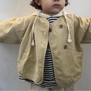 Jaquetas crianças roupas crianças casaco 2024 primavera outono moda meninos e meninas solto estilo vintage cor sólida cardigan jaqueta