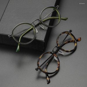 Solglasögon ramar vintage runda titan recept glas ramar män retro optisk myopia glasögon kvinnor cirkel glasögon