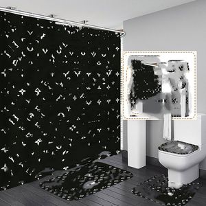 Tende da doccia con stampa di tendenza Set di quattro pezzi di alta qualità Must Suit Tappetini da bagno deodoranti antiscivolo per bagno anti-peeping