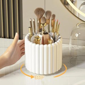 Storage Boxes Makeup Brush Organizer Capacity Holder With 360 Rotating Dustproof Lid Compartment Design Cosmetic For Vanity