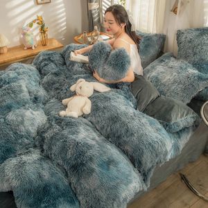 Multico Quilt Cover Winter Warm Bed Plush Velvet Bedding Set Wool Cashmere Mink Fleece Däcke Cover Pudowcase Girls Princess 240117