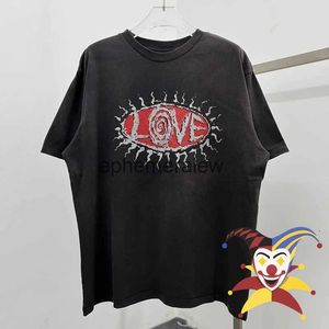 メンズTシャツレッドレタープリントビンテージセントマイケルTシャツメンズメンズTシャツ洗浄ストリートウェアティートップ