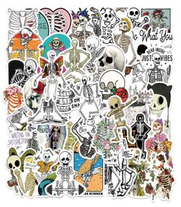 50PcsLot Funny cartoon Skeleton Stickers White Skull Sticker Bone Graffiti Kids Toy Skateboard car Motorcycle Bicycle Sticker Dec5818835