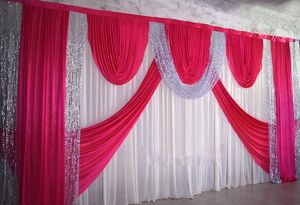 36m Wedding Party Stage Celebration Bakgrund Satin Curtain Drape Piller Tak Bakgrund Vart Dekoration Veil WT0163318129