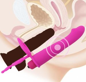 Wibratory dildo z dildo podwójnej penetracji dla kobiet Anal Butt Plug Vibrator Sex Toys for Man Adults Erotyczne towary intymne Y18620813