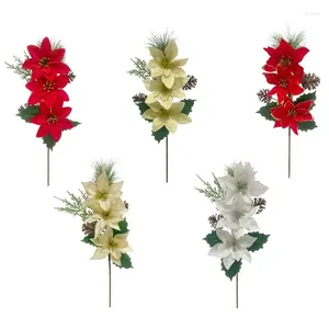 Fiori decorativi Fiori di Natale artificialiNatale Flanella Aghi di pino Alberi Persone Decorazione Piante verdi Casa