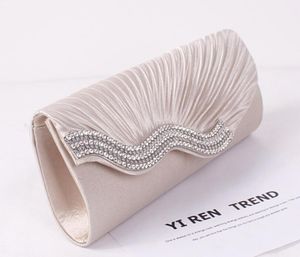 High Quality Women039s Satin Evening Bags Crystal Beads Bridal Hand Bags Clutch Box Handbags Wedding Clutch Purse for Women2131167