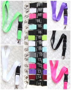 Lanyards Complement Planards Lanyards سلسلة مفاتيح سلسلة العمل بطاقة معرف الرقبة حزام أزياء مخصص الشعار الأسود للهاتف 24 ألوان 1171578