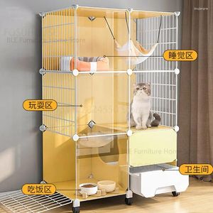 Cat Carriers Nordic Wrought Iron Cages With Closed Litter Box Indoor Cage House Home Toilet Integrated Villa