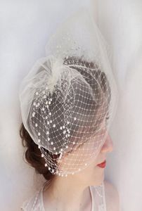 Ivory Birdcage Veil Beaded Face Covers Wedding Veils Fascination Hat With Metal Comb Soft Illusion Tulle Birdcage Veil 2017 New2764649