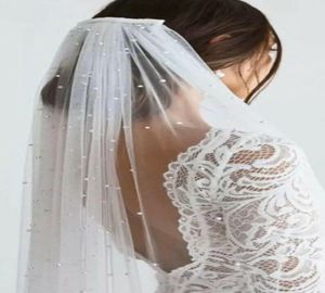 Bridal Veils Pearl Light Ivory Cathedral Veil 1 Layer Luxurious Soft Tulle Trim And Comb Wedding Accessories5726682