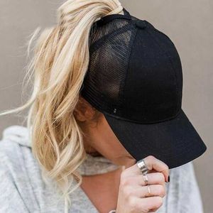 Ball Caps 2023 NOWOŚĆ Summer Camouflage Mesh Trucker Hat Snapback Cap Chapau Femme Maszy Messy Hair Bun Bun Caps Baseball Caps dla kobiet YQ240117