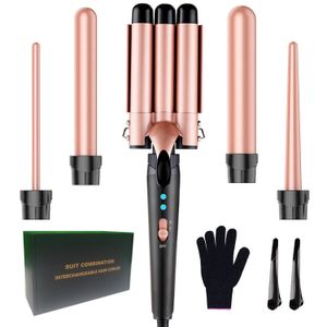 5 in 1 Hair Waver Curling Iron3 Barrel Crimper with Fast Heating Up 04125 Inch Wand Curler for All Types 240116