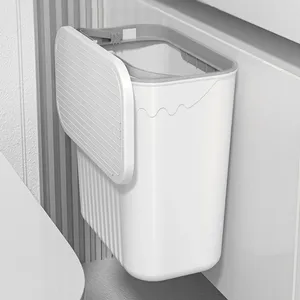 Laundry Bags 12l Nail-free Installation Dual-purpose Wall-mounted Kitchen Bathroom Toilet Lidded Sealed Trash Can Beige High Capacity