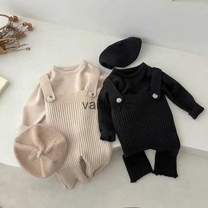 Pullover Autumn New Baby Sleeveless Knit Jumpsuit Newborn Toddler Solid Overalls Infant Cotton Romper Knitted Kids Boy Girl Clothes H240508