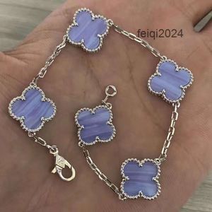 Designer Van Clover Jewelry Cleef Cleef Armband Four Leaf Clover Armband S925 Sterling Silver Luxury Brand Design Four-Leaf Flower High-End Lady Armband