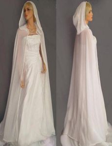 Vit elfenbenshuven brudkapskvinnor Wedding Cloak Chiffon Long Jacket Plus Wrap Custom Made Formal Bride Bolero7823875