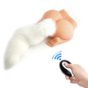 Falso Fox Cauda Silicone Anal Plug Mens Feminino Produtos Adultos Quintal Gspot Estimulação Controle Remoto Vibração Sex Toys 240117