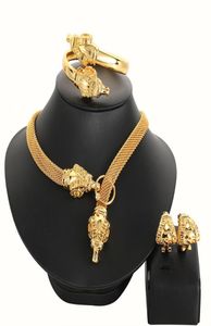 Earrings Necklace Dubai 24k Gold Jewelry Set HighEnd Temperament Real Plated Wedding Earring Ladies Gift2595937