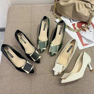 Dress Shoes Women's Year Spring And Autumn For Children Versatile Middle Heels Girls Shallow Mouth High Heel 5435