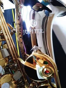 Ny EB Alto Saxophone Jupiter Jas1100SG E-platt mässing Nickel Silver Plated Body Gold Lacquer Key Music Instrument Sax med fodral