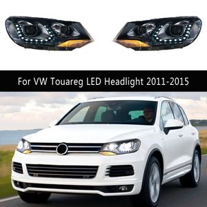 VW TOUAREG LEDヘッドライト11-15カーヘッドランプDRLデイタイムランニングライトストリーマターンシグナル高ビームエンジェルアイプロジェクターレンズ