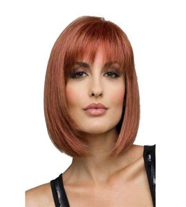 Women039s peruker och headpieces Uropean Amazon CrossBorder New Air Fringe Wig Short Straight Hair Student Bob Hair Lady Set24696512451