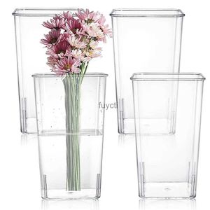 Vases Acrylic Flower Vase Clear Square Tapered Table Flowers Vase Decorative Centerpiece for Home Kitchen Wedding Decorations YQ240117