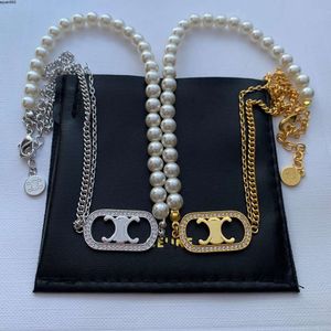 Designer Pearl Necklace Luxury Brand Plated Rhineston