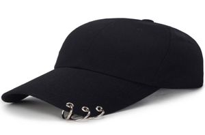 HT1737 Spring Summer Men Women Cap Solid Plain Black Pink White Snapback Cap Baseball Hats with Rings Adjustable Baseball Caps4722392