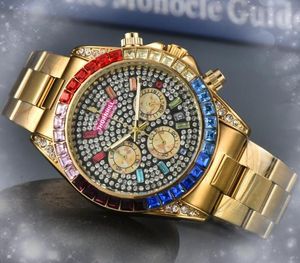 Wszystkie tarcza robią marka męskie zegarki trzy oczy Pełny funkcjonalny zegar ręcznie robiony pierścionek Pierścień Blask gwiaździsty mody kwarcowy Wodoodporny kalendarz