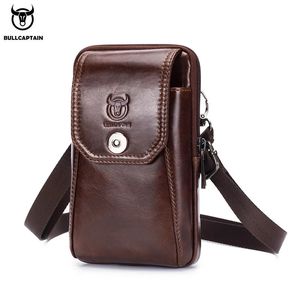 BULLCAPTAIN Echtes Leder männer Taille Packs Telefon Beutel Taschen Taille Tasche Männlichen Kleine Brust Schulter Gürtel Tasche Kleine Taille Packs 240117