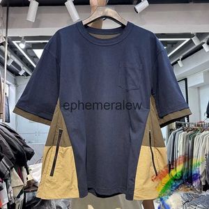 Men's T-Shirts Patchwork Double Layered T-shirt Men Women Best Quality Zipper Top Tees T Shirtephemeralew