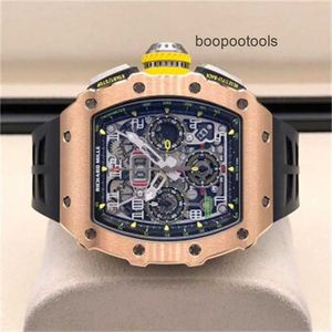 Richardmill Relógios de luxo suíços com cronógrafo automático Relógio masculino Richardmill Série masculina RM1103RG Relógio masculino mecânico automático 18k em ouro rosa Secon WN