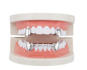 gold teeth Grillz Dental Hip Hop Smooth Grillz Real Plated Vampire Tiger Rappers Body Jewelry Four Colors Golden Sil sqcZLG luckyh2011277