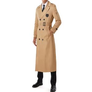 Herren-Trenchcoat, extra lang, britischer Stil, Vintage, schlank, Windjacke, Frühling und Herbst, hübscher männlicher Business-Mantel, S-6XL